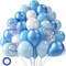 60PCS Blue Balloons, 12 Inches White Pastel Colored Confetti Latex Balloons Garland Arch with Ribbon